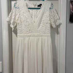White Formal Dress with Lace Accents